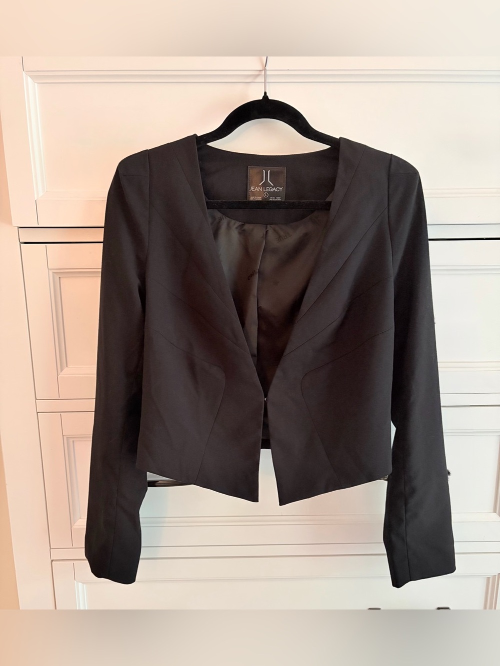 Legacy Black Cropped Open-Front Blazer